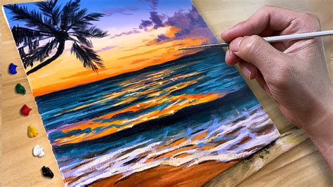 Painting Sunset Palm Beach Acrylic Painting Correa Art YouTube