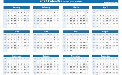 2023 Calendar With Week Numbers Us And Iso Week Numbers Bank2home Com