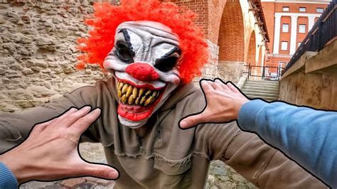 escaping angry clown parkour pov chase prank goes wrong youtube