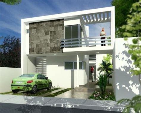 El color verde le da el toque de decoración a esta casa pequeña moderna. Resultado de imagen para casas pequeñas con terraza al ...