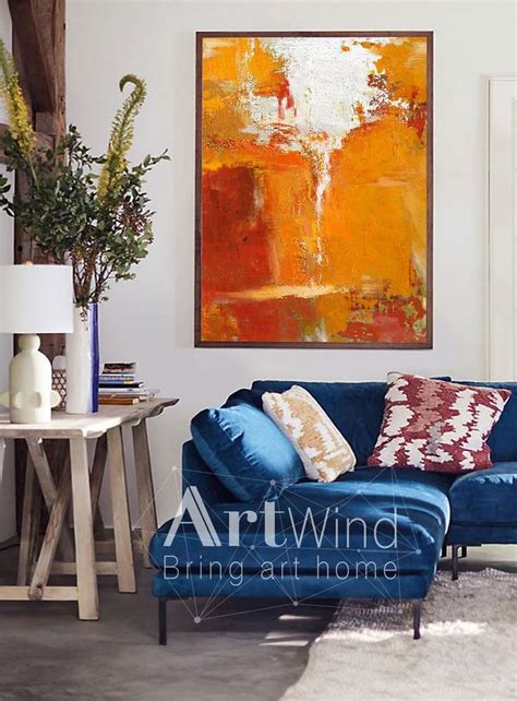 Oversized Abstract Painting Orange Abstract Canvas Art Modern Etsy