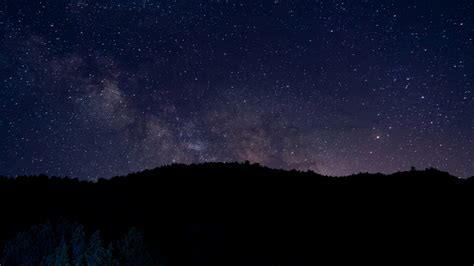 Download 1920x1080 Wallpaper Hill Silhouette Night Starry Sky Full