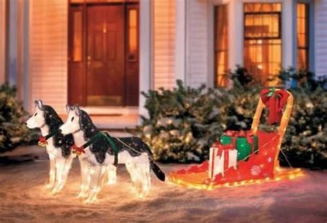 Sale Lighted Christmas Alaskan Dog Sled Husky Sleigh Display Outdoor