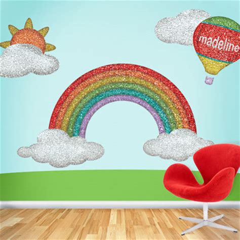 Rainbow wall decals murals make decorating kids rooms so easy. My Wonderful Walls brings sparkle to their sticker ...