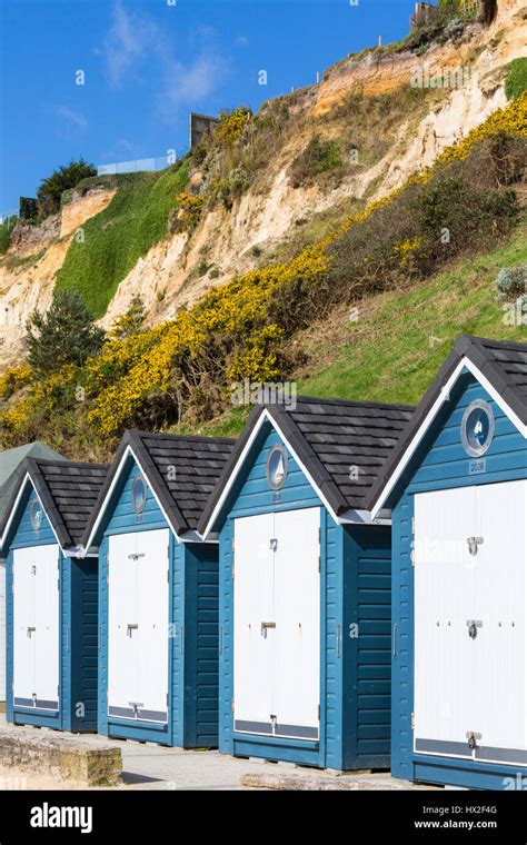 Beach Huts At Alum Chine Bournemouth Dorset In March Stock Photo Alamy