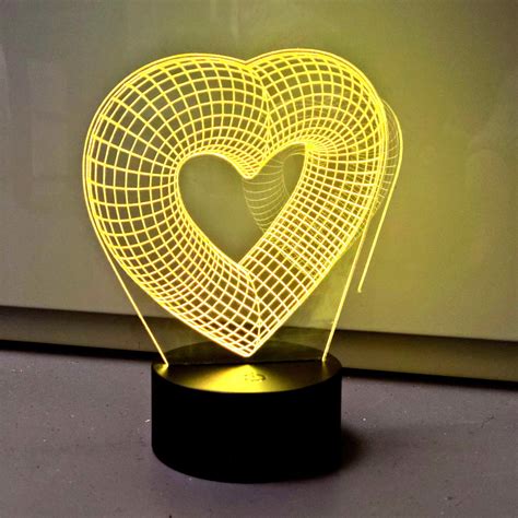 Hearts 3d Optical Illusion Led Lamp 7 Colours By Laservinylarts On Etsy 3d Globe 3d Optical