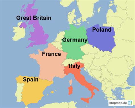 Die länder in europa auf der europakarte. StepMap - Europakarte - Landkarte für Deutschland