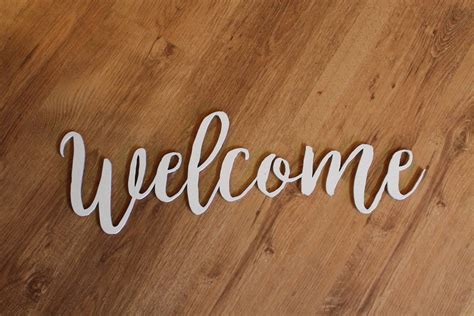 Welcome Sign Wooden Words Laser Cut Out Wood Cut Out Etsy