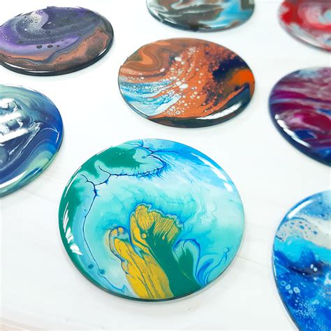 Acrylic Pour Coaster Workshop Fun And Easy Art Class Room To Imagine