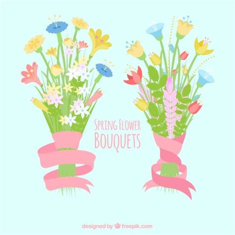 Free Vector Spring Flower Bouquets Set