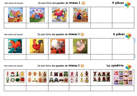 Matrice pour réaliser des carnets de réussite puzzles - La maternelle