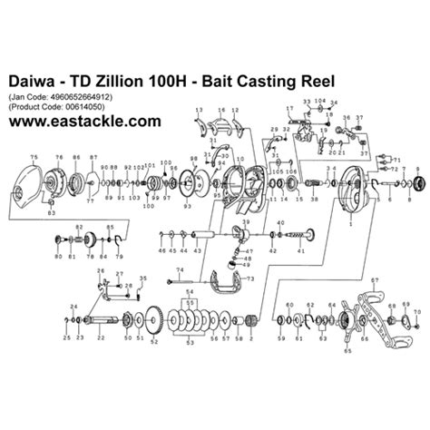 Daiwa Td Zillion Bait Casting Fishing Reels Schematics And