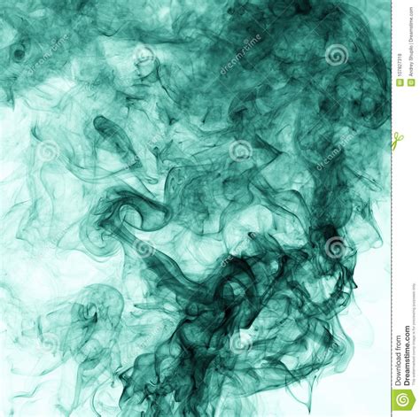 Green Smoke On White Background Inversion Stock Photo