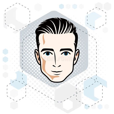 Man Face Human Head Vector Character Handsome Brunet Male Stock