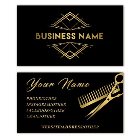 Gold Barber Business Card Template Two Side Grafpros