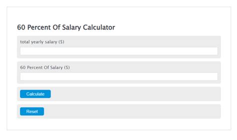 60 Percent Of Salary Calculator Calculator Academy