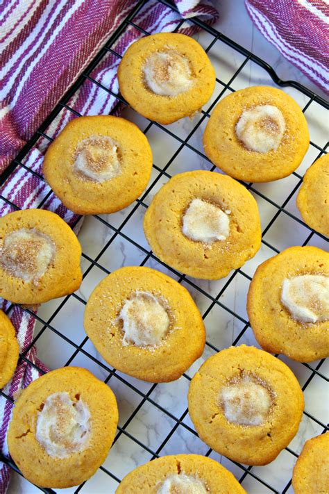 Pumpkin Cheesecake Thumbprint Cookies