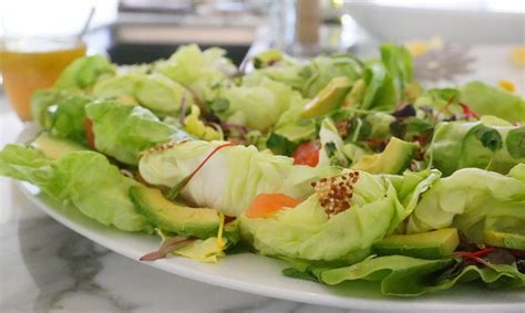 Boston Lettuce And Microgreen Salad With Grapefruit Avocado And Quinoa