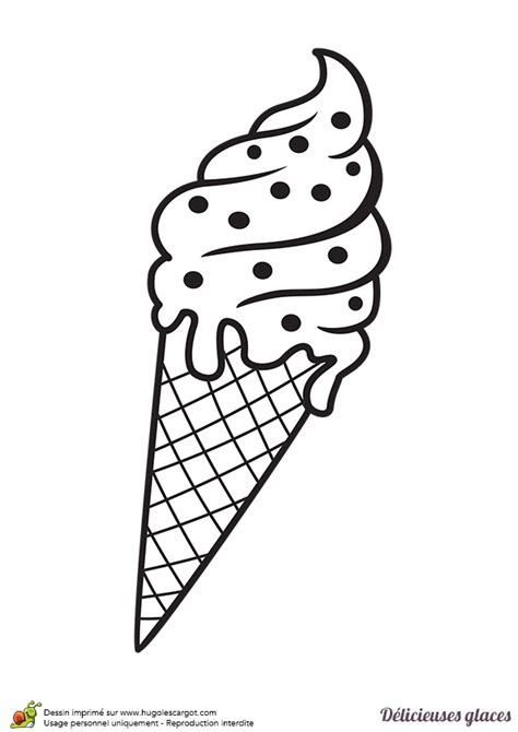 Coloriage delicieuse glace grand cornet. , page 10 sur 16 sur HugoLescargot.com | Dessin glace ...