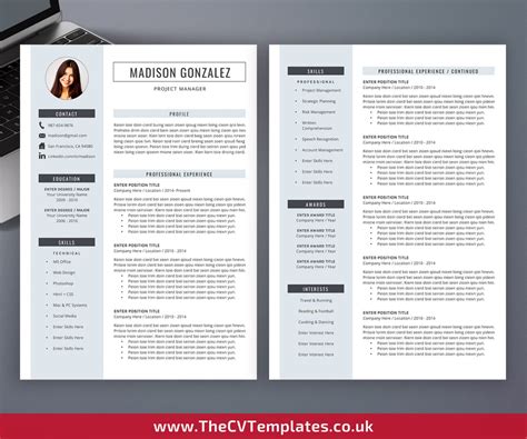 modern cv template with matching cover letter and references template curriculum vitae
