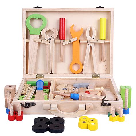Akoyovwerve Wooden Tool Toys Toolbox Kids Toy Educational Toy Diy