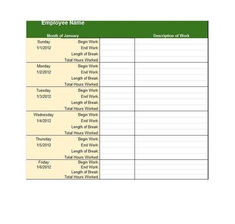 timesheet time card templates  template downloads