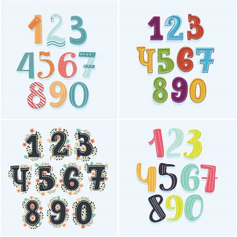 Premium Vector Set Of Numbers In Different Colors