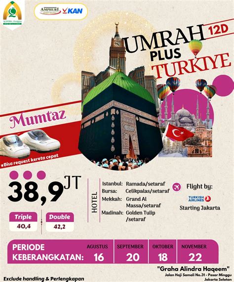 Umroh Plus Turki Agustus 2023 Paket Murah Promo