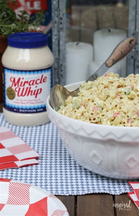 I am a miracle whip fan all the way, but if you prefer mayonnaise, you can use that in place of the miracle whip. Macaroni Salad (Miracle Whip Based) | Inspired by Charm ...