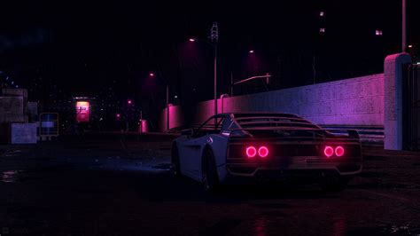 Retrowave Moon And Car Art Wallpaper Hd Image Picture Background Images