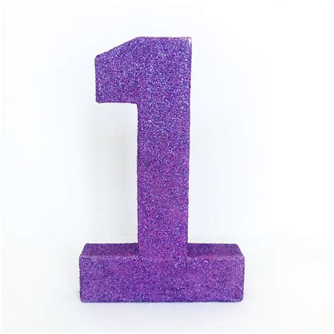 Glitter Number 1 Purple Glitter Number Freestanding Number Etsy
