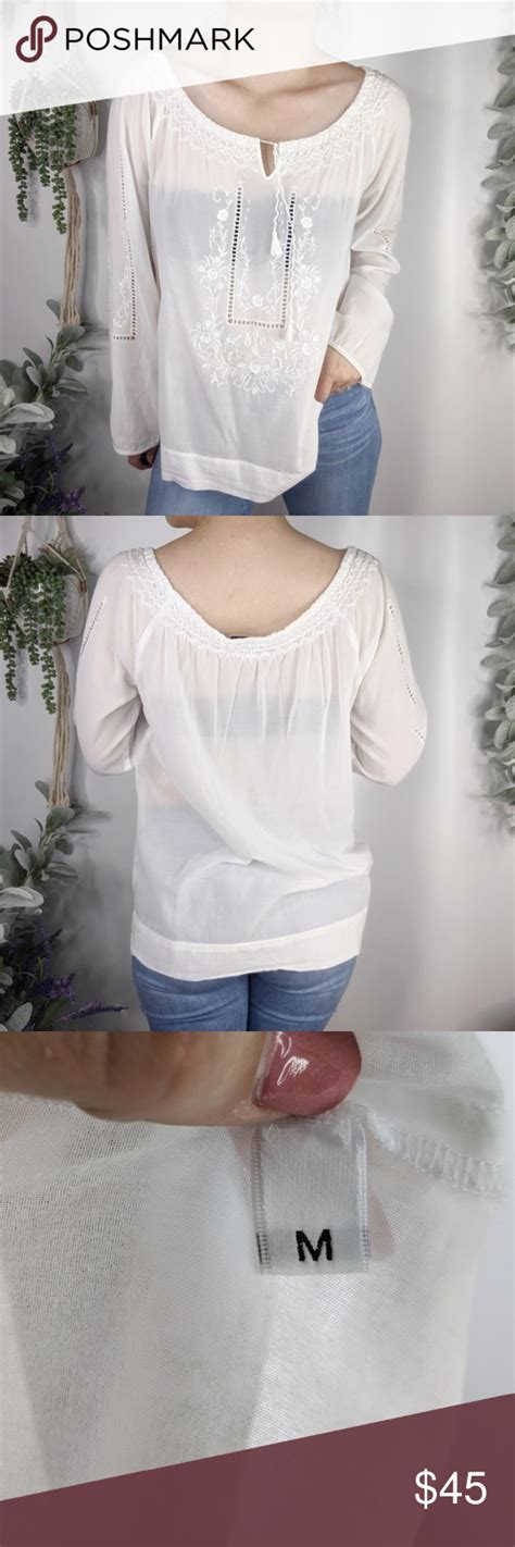 ️cabi White Cotton Tassel Lattice Peasant Top471 Clothes Design