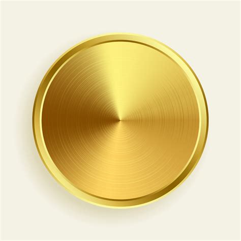 Botão Metálico Ouro Realista Na Textura Da Superfície Escovado