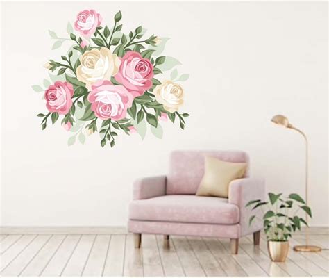 Floral Wall Decal Rose Wall Decal Home Decor Rose Decor Vinyl Wall