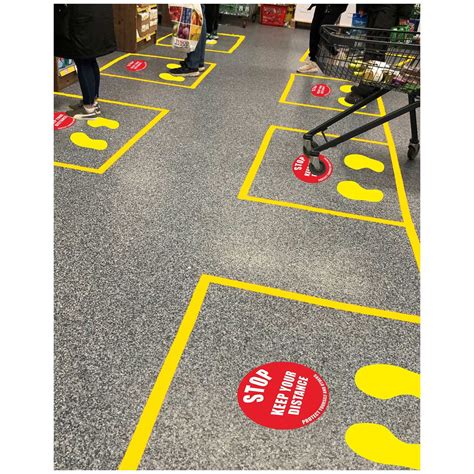 Safe Distance Floor Markers For Social Distancing Kit A Text Stop