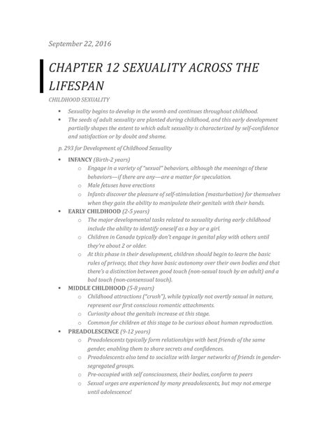 Ch 12 Sexuality Across The Lifespan September 22 2016 Chapter 12 Sexuality Across The