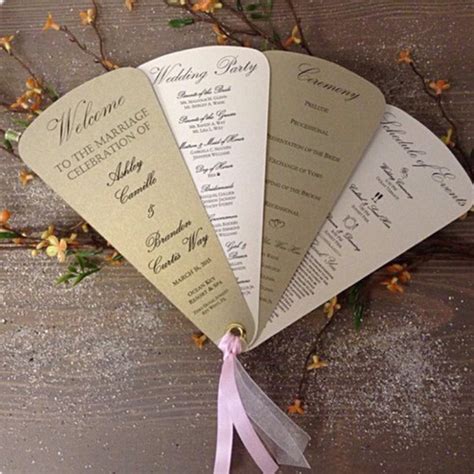 Wedding Fan Programs 4 Petals With Ribbons Infinity Paper