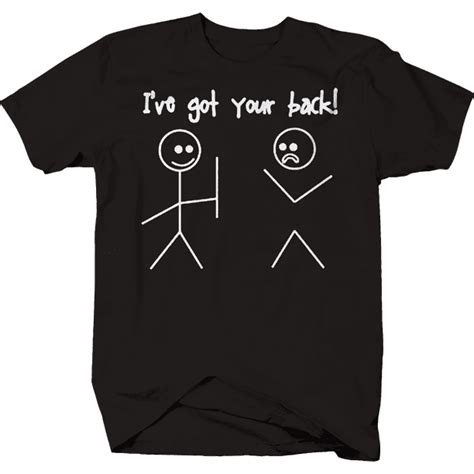 Ink Up America I Got Your Back T Shirt Stick Figure Funny Unisex Graphic Tee Small Black