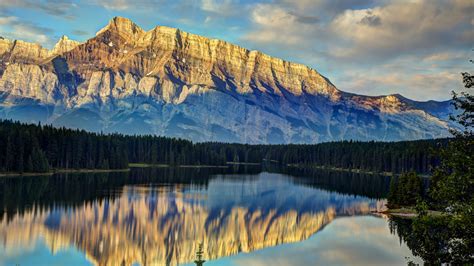 1366x768 Mountains Trees Reflection 1366x768 Resolution Wallpaper Hd