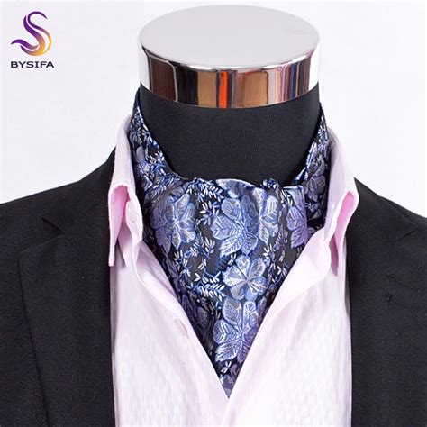 Buy New Men Silk Cravat Tie 2017 New Blue Grey Floral