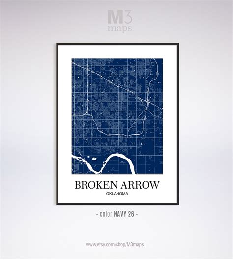Broken Arrow Broken Arrow Ok Map Broken Arrow Modern Art Etsy