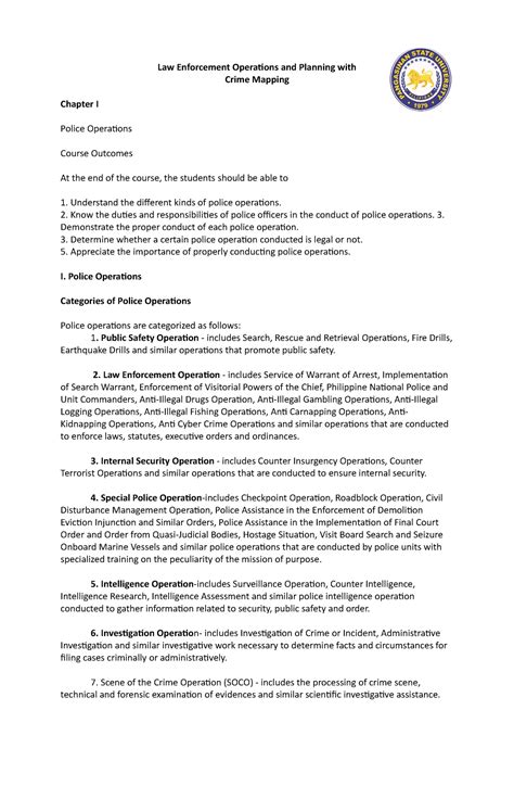 Law enforcement operation notes 1 - Law Enforcement Operations and
