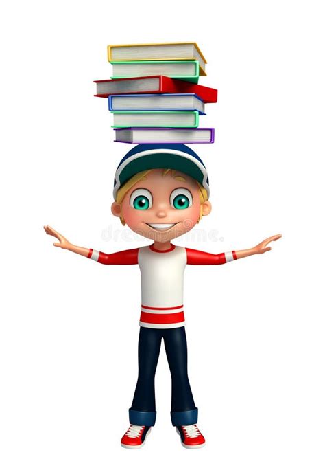 Kid Boy With Book Stack Stock Illustration Illustration Of Cute 77484046