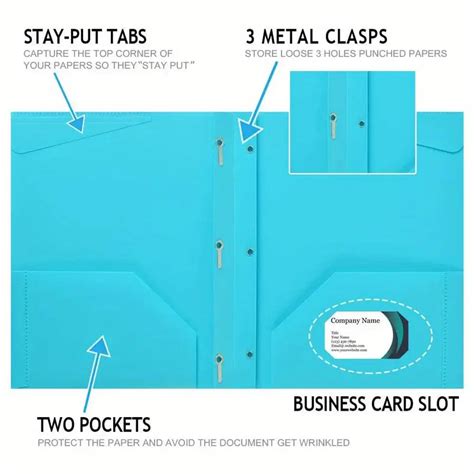 Plastic Pockets Folders Brads Heavy Duty School Folders Temu