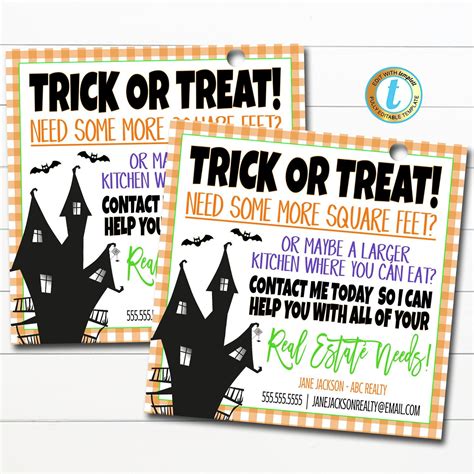 Halloween Realtor Gift Tags No Tricks Just Treats Let's - Etsy