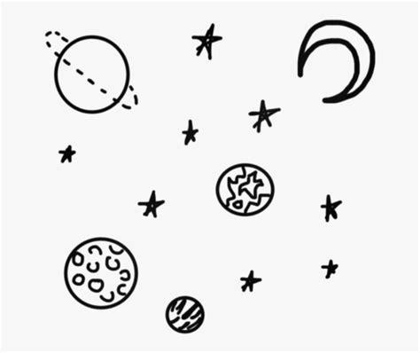 Doodle Space Black Tumblr Simple Star Stars Planet