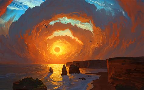 Landscape Sea Sunset Clouds Wallpaper HD Artist Wallpapers 4k