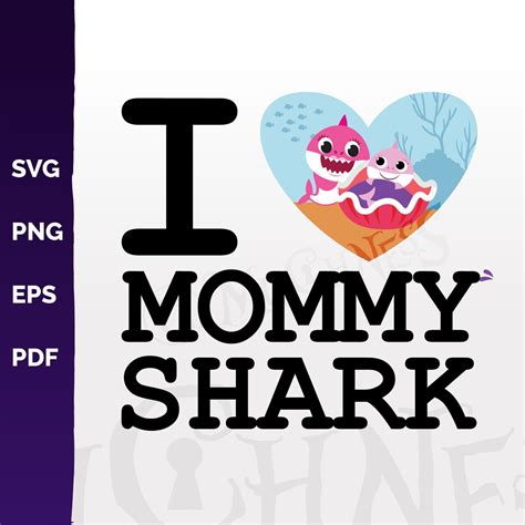 I Heart Mommy Shark Pink Svg Png Pdf Eps Mother S Etsy