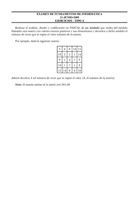 Examen Resuelto 1 De Junio 2005 Examen De Fundamentos De InformÁtica