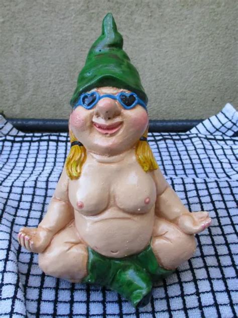 CEMENT HAND PAINTED Rude Nude Yoga Garden Gnome 24 67 PicClick